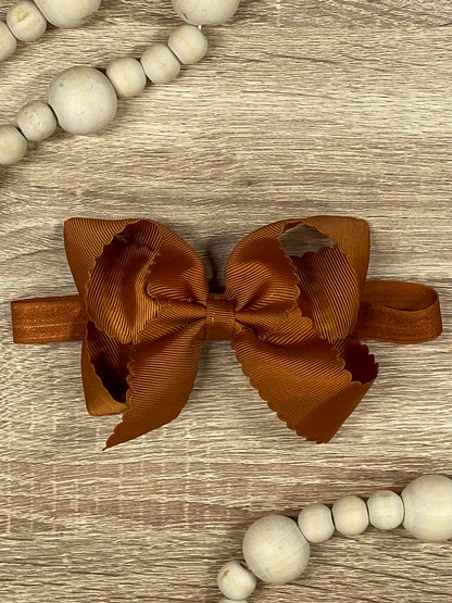 Copper Scalloped Classic Size Bow Headband