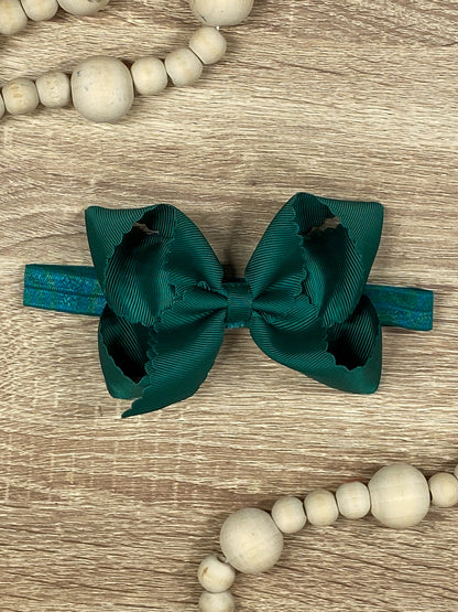 Hunter Scalloped Classic Size Bow Headband