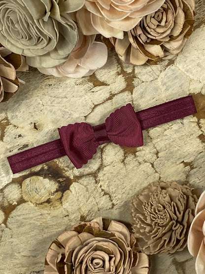 Maroon Bitty Scalloped Bow - Headband