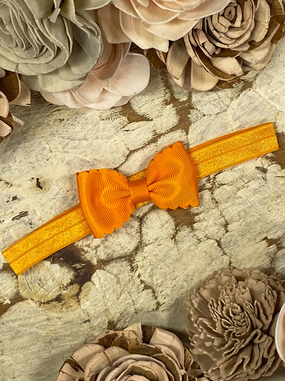 Mustard Bitty Scalloped Bow - Headband