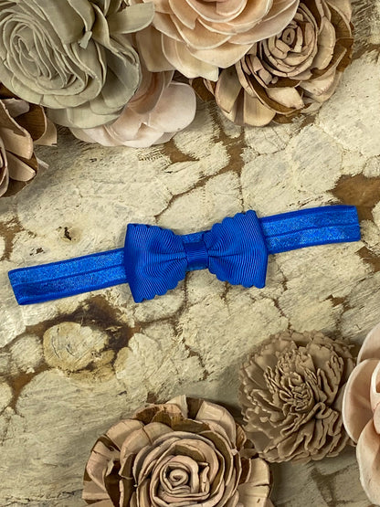 Royal Blue Bitty Scalloped Bow - Headband