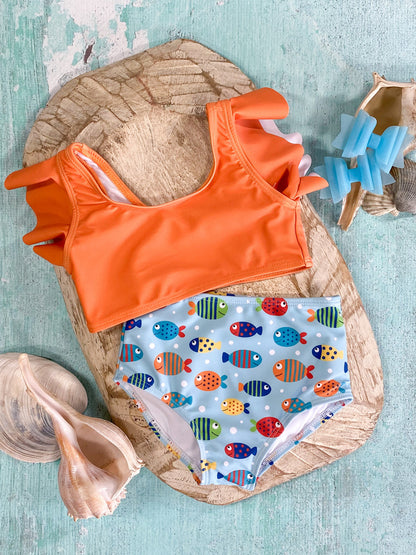 Mommy & Me Orange Under The Sea Bikini-Girls