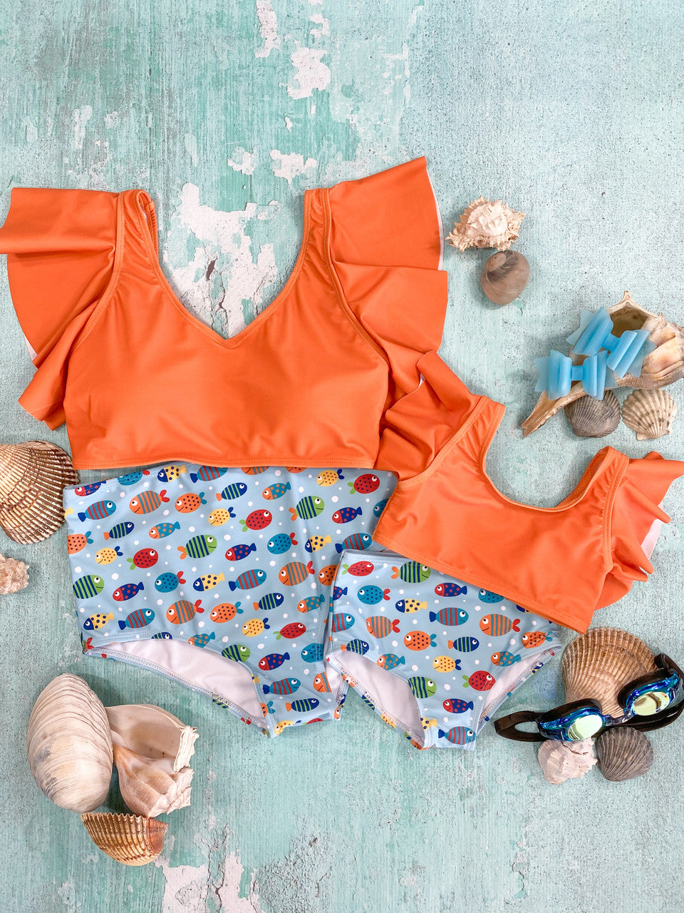 Mommy & Me Orange Under The Sea Bikini