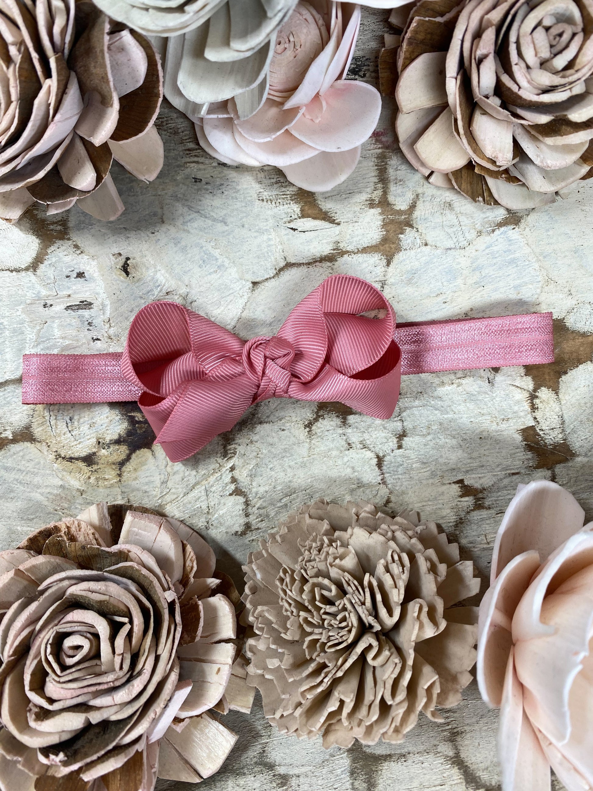 Dusty Rose Original Grosgrain Hair Bow Headband