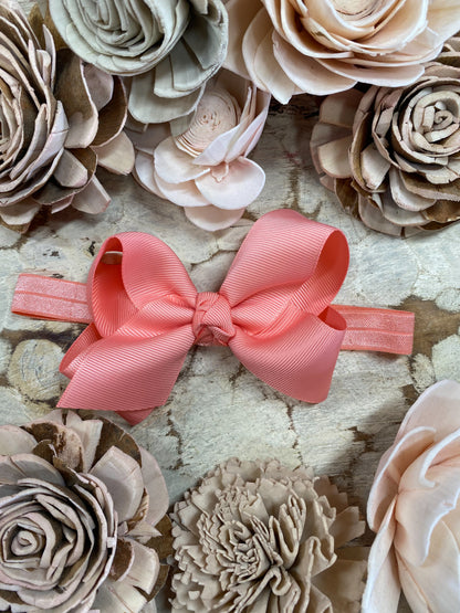 Coral Essential Grosgrain Hair Bow Headband