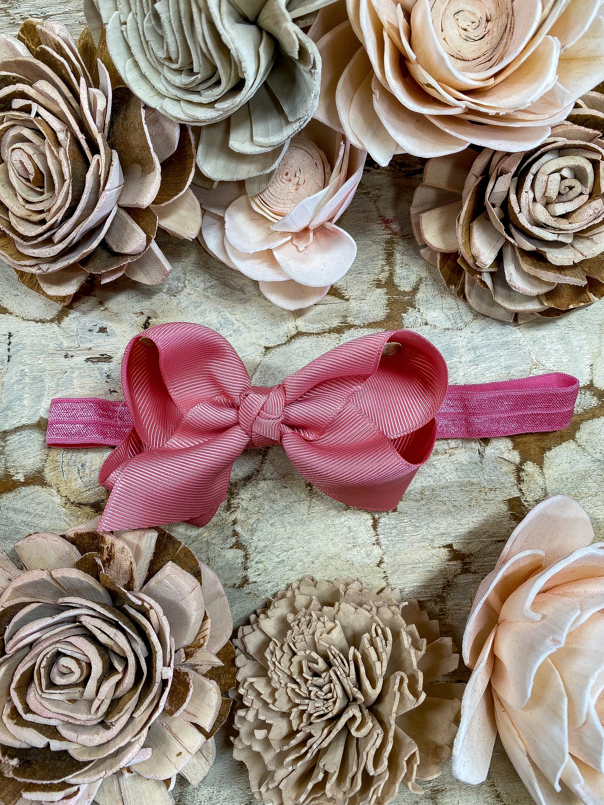 Dusty Rose Essential Grosgrain Hair Bow Headband