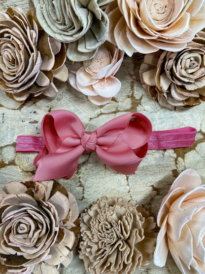 Dusty Rose Essential Grosgrain Hair Bow Headband