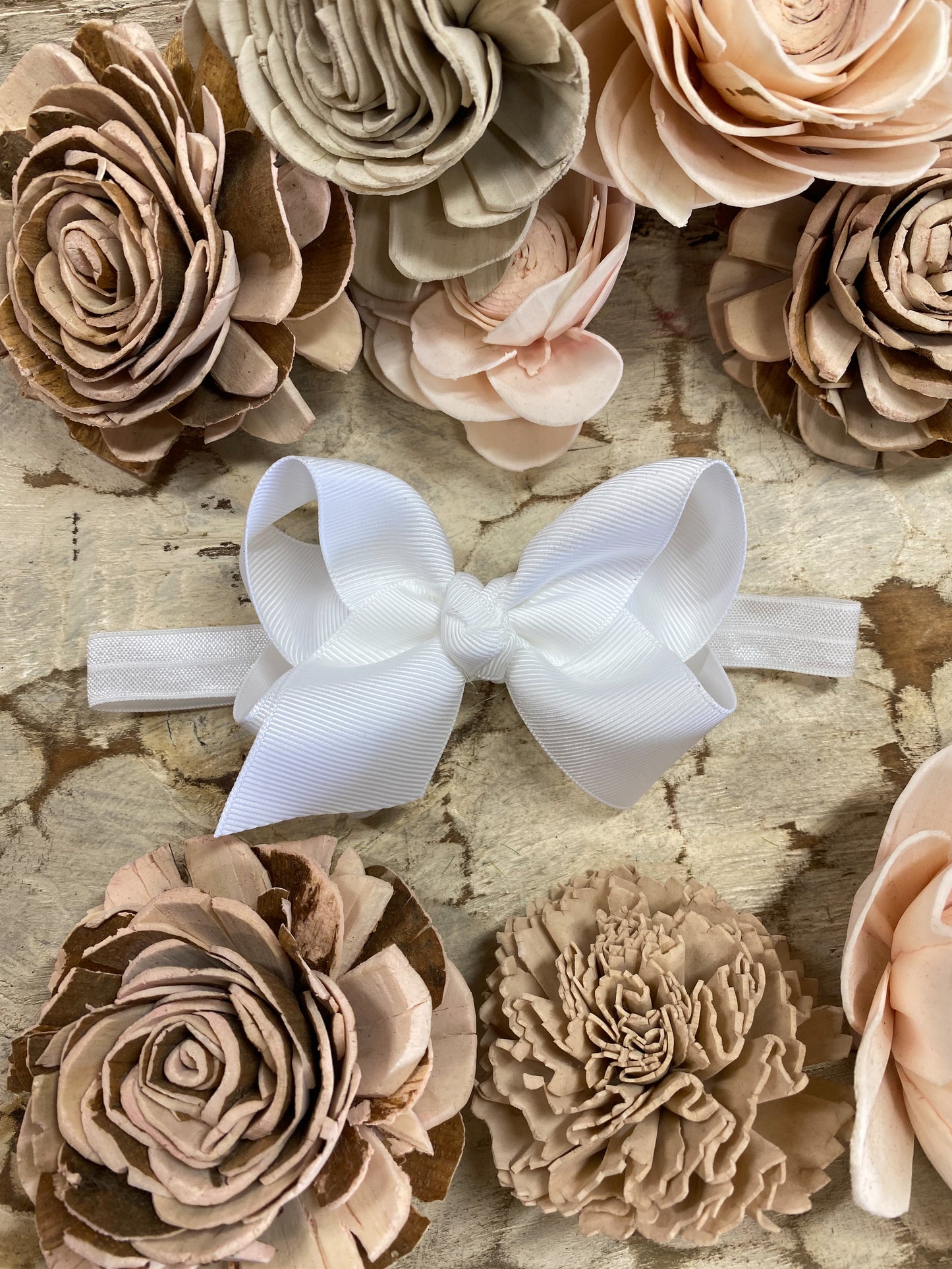 White Essential Grosgrain Hair Bow Headband