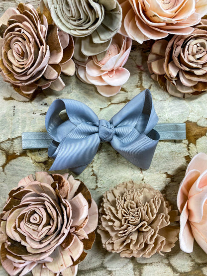 Silver Essential Grosgrain Hair Bow Headband