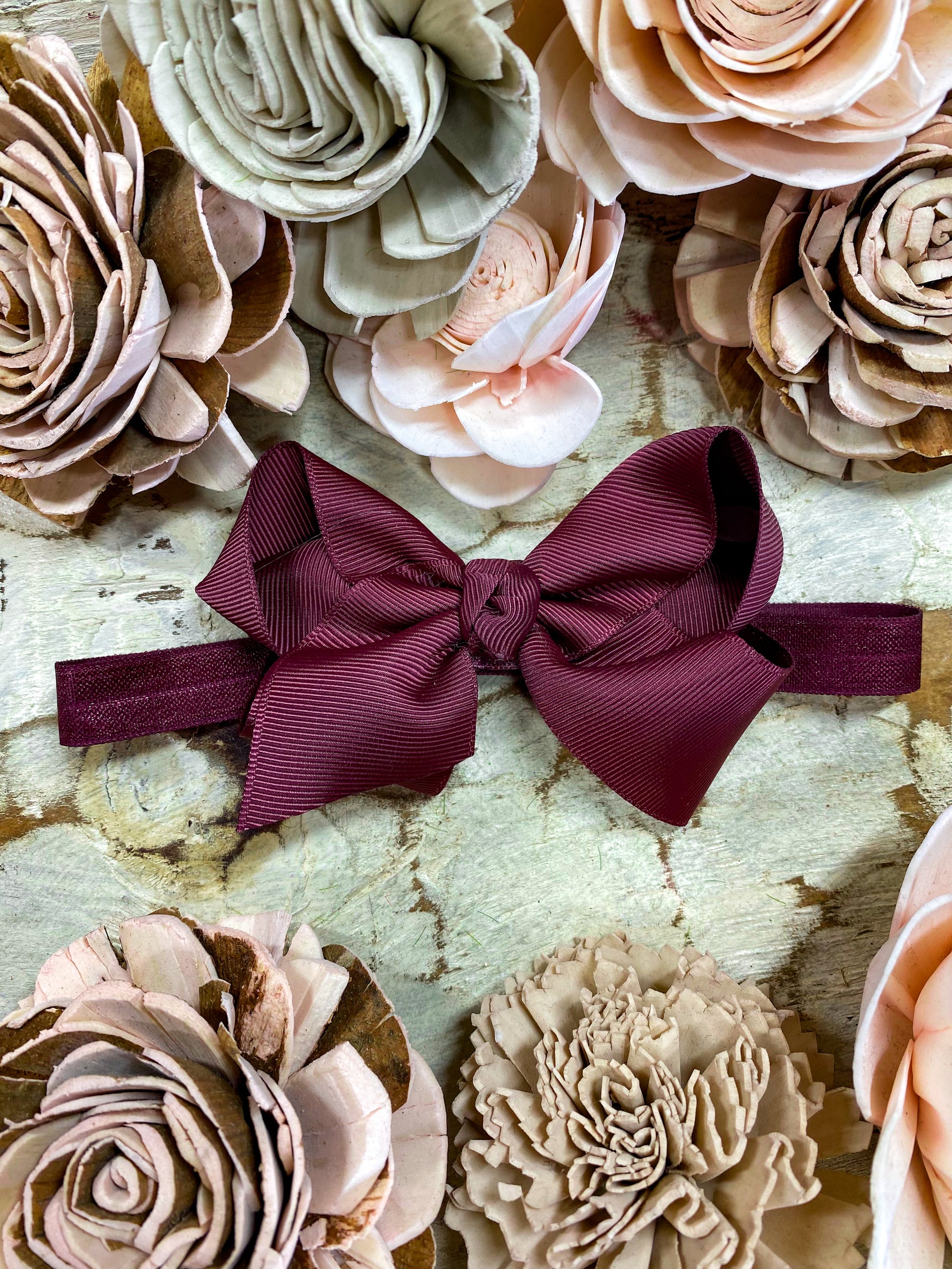 Maroon Essential Grosgrain Hair Bow Headband