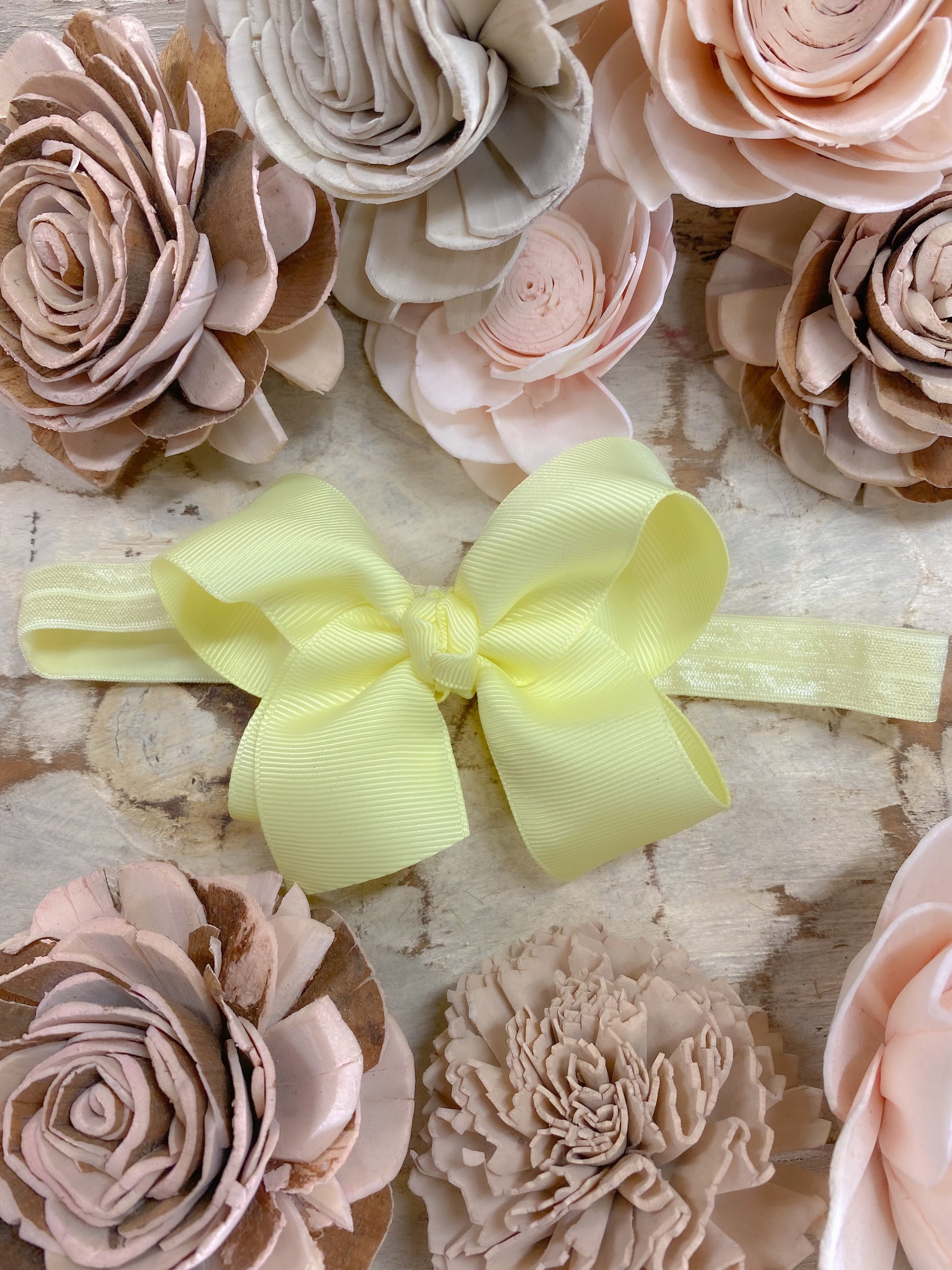 Light Yellow Essential Grosgrain Hair Bow Headband