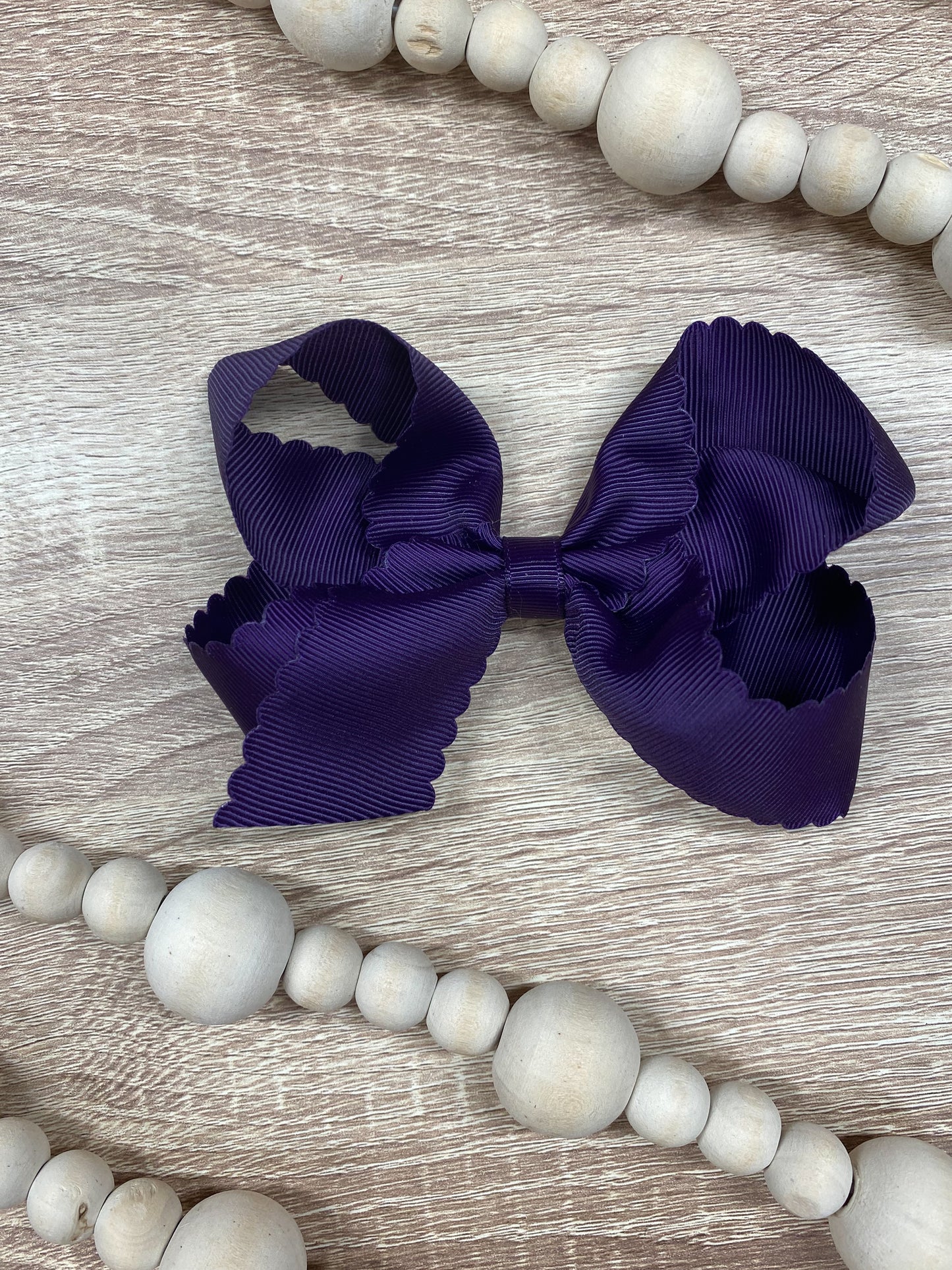 Eggplant Scalloped Classic Size Bows with Alligator Clip