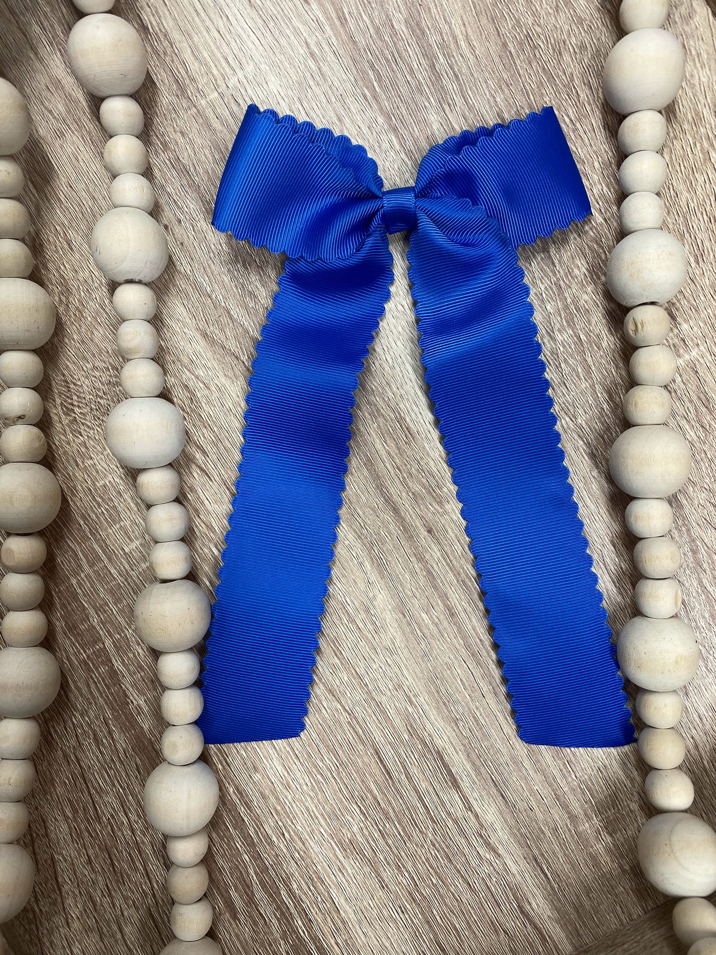 Royal Blue Scalloped Long Tail Bow