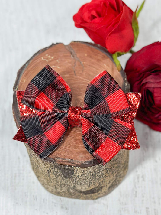 Red & Black plaid bow