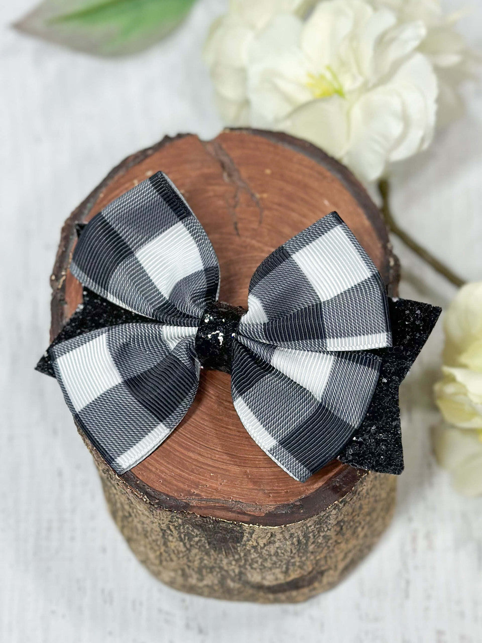 Black & White plaid bow