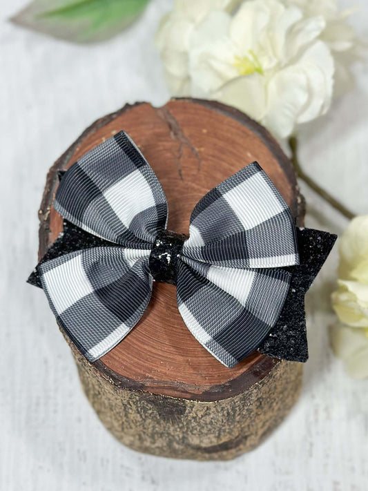 Black & White plaid bow