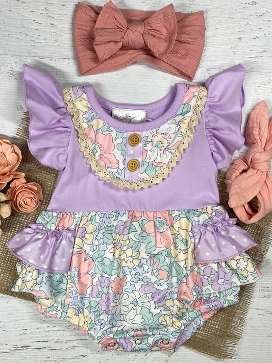 Lavender & Pastel Floral Infant Romper