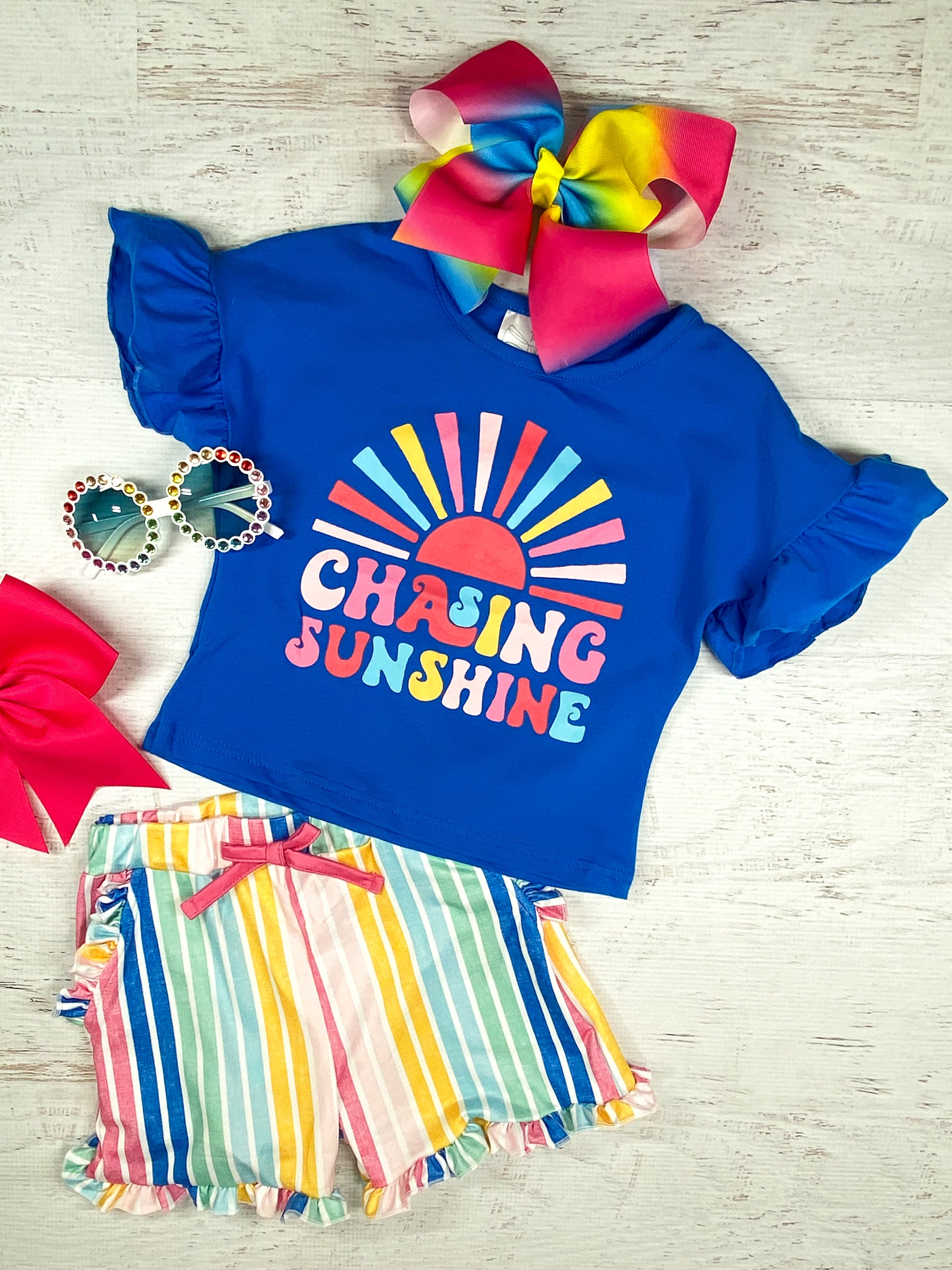 Chasing Sunshine Striped Shorts Set