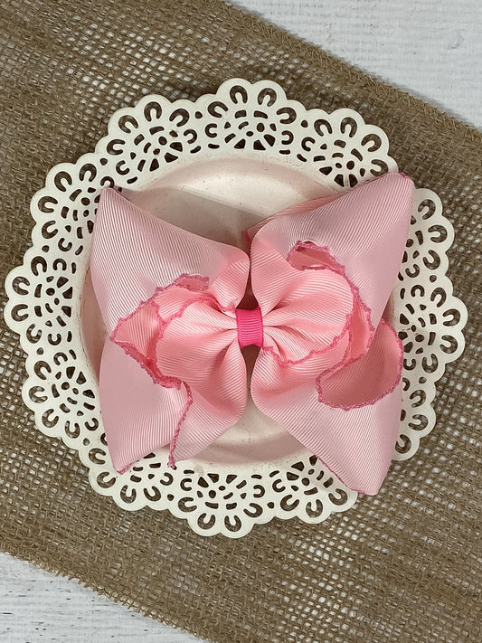 Light Pink with Pink Moonstitch Hair Bow