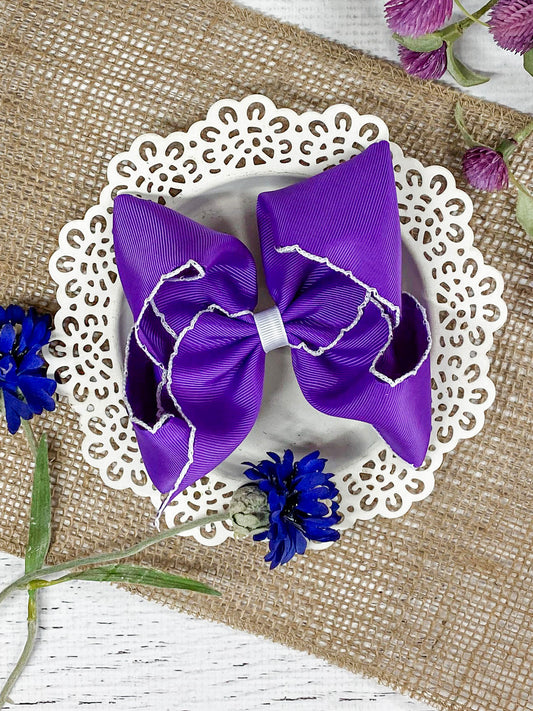 Purple with White Moonstitch Hair Bow