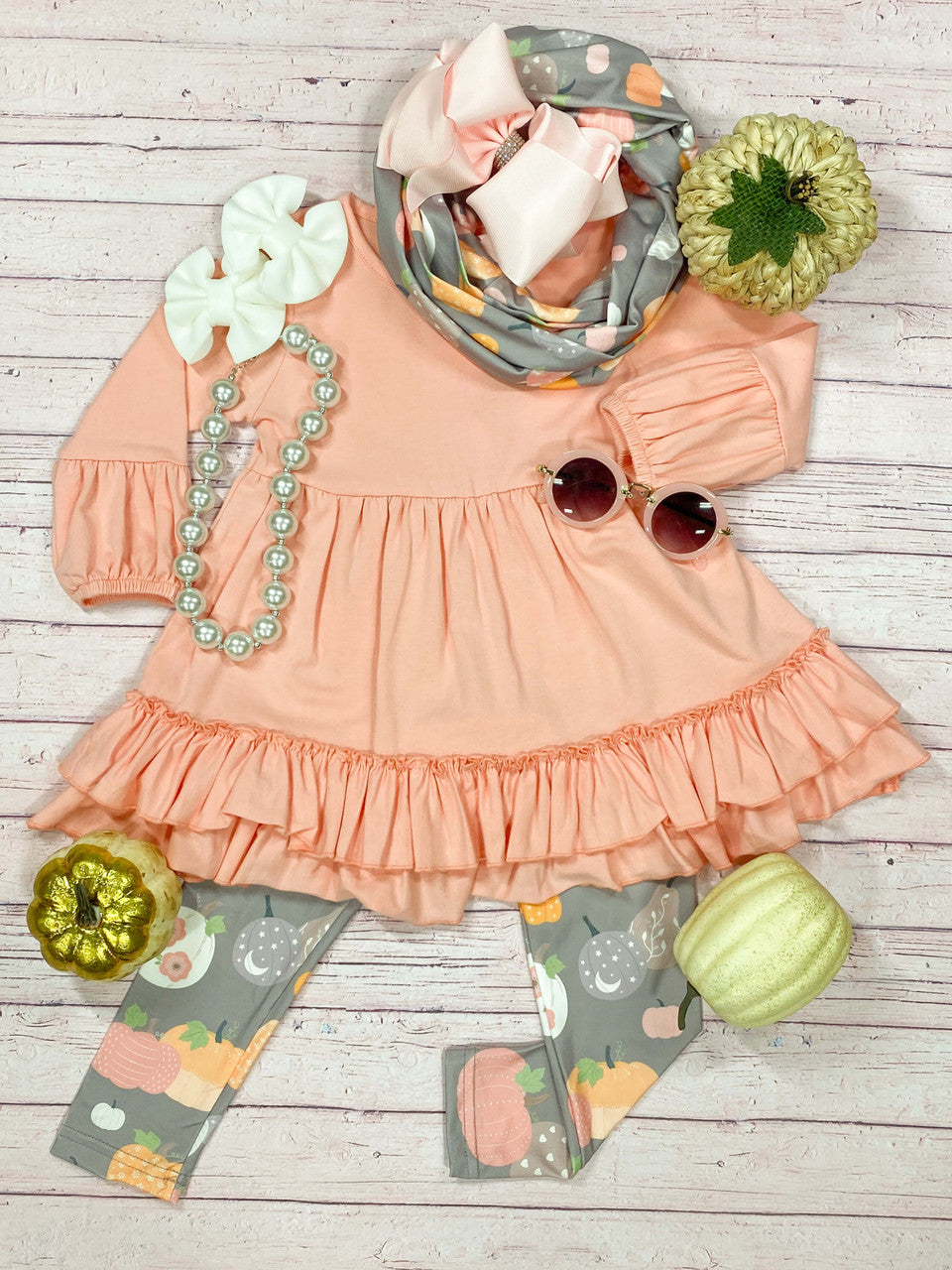 3 piece pink pumpkin pants set