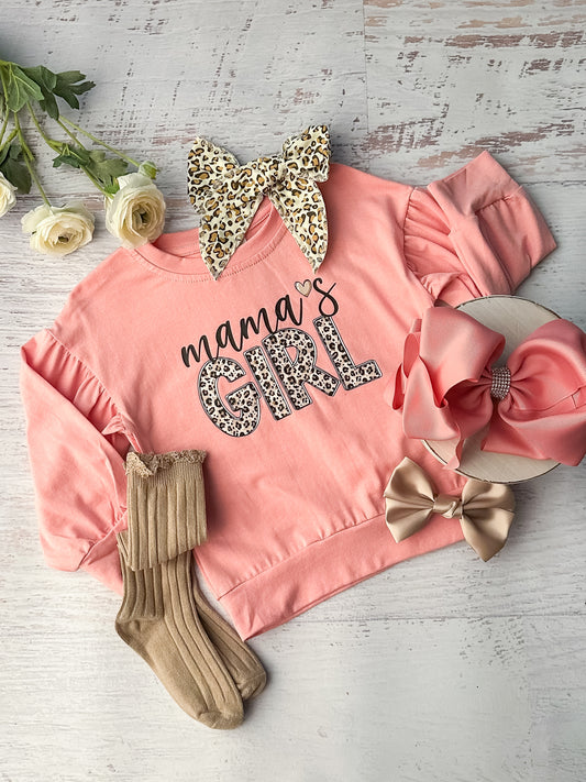 Mama's girl leopard print puff sleeve top