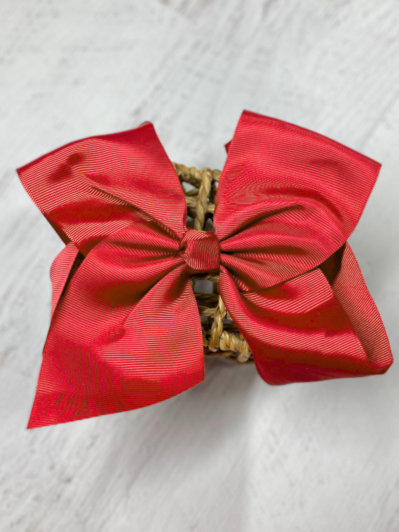 Red Texas Size Big Hair Bows with French Clip