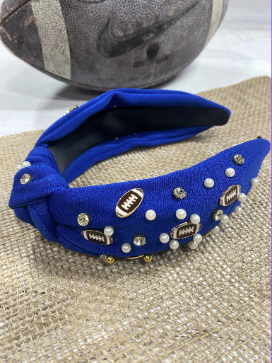 Blue Football Glam Headband