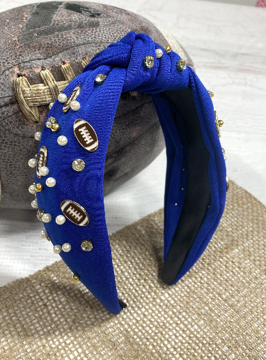 Blue Football Glam Headband