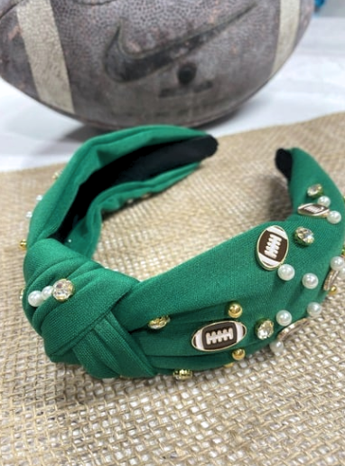 Green Football Glam Headband