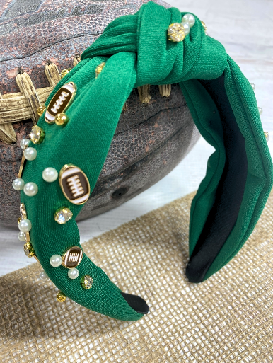 Green Football Glam Headband