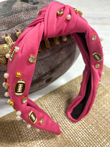 Hot Pink Football Glam Headband