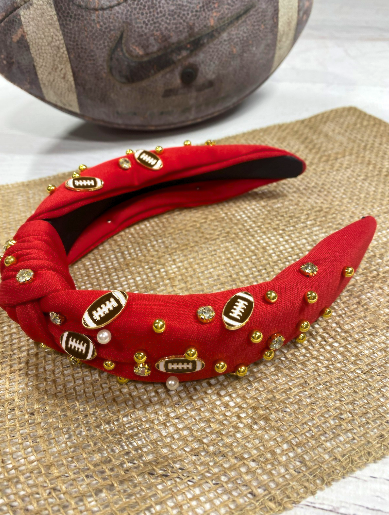 Red Football Glam Headband