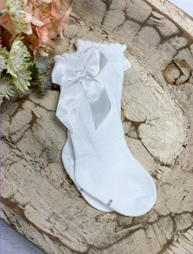 White Bow Socks