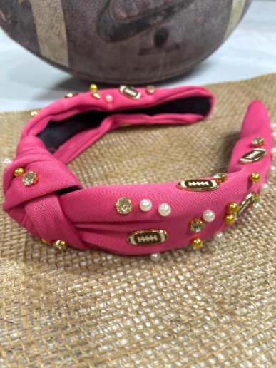 Hot Pink Football Glam Headband