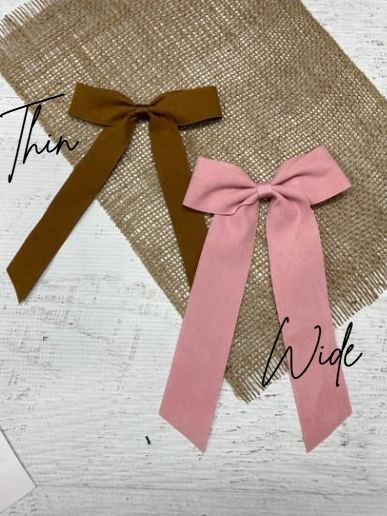 Suede Ribbon Hair Bow- Thin & Wide