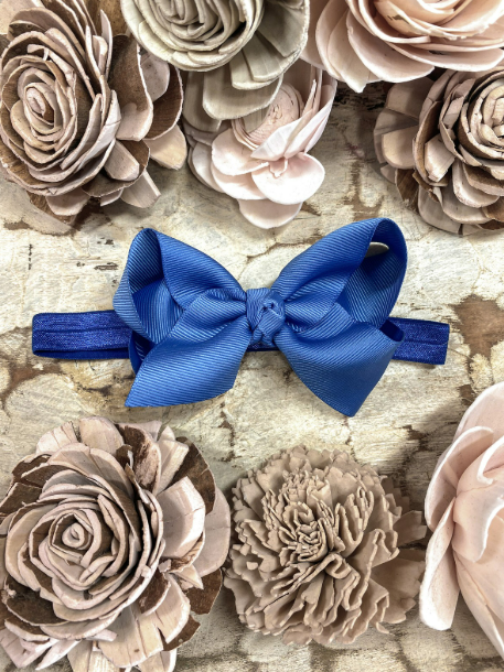 Smoke Blue Essential Grosgrain Hair Bow Headband