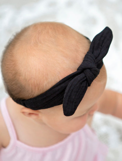 Knot headbands on model shown in black