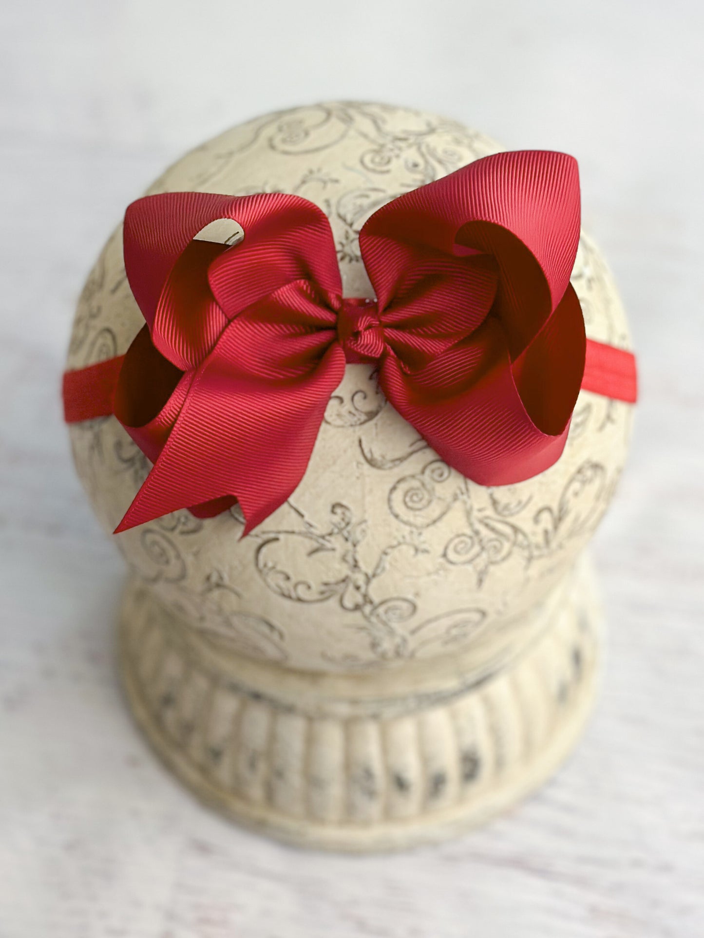 red satin bow headband