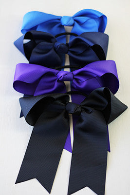 Top to bottom: Royal Blue, Navy, Purple, and Black