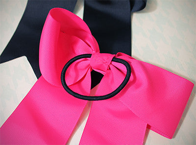 Cheer bows with ponytail ties