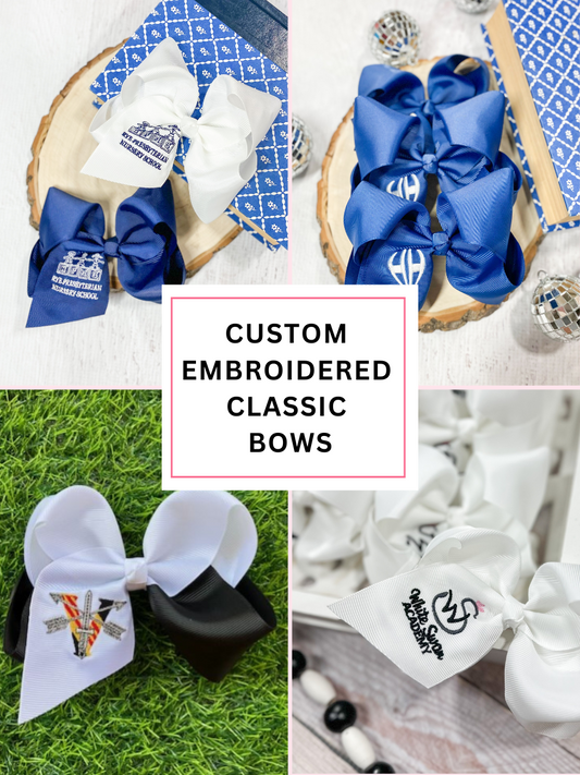 Custom Embroidered School Bows