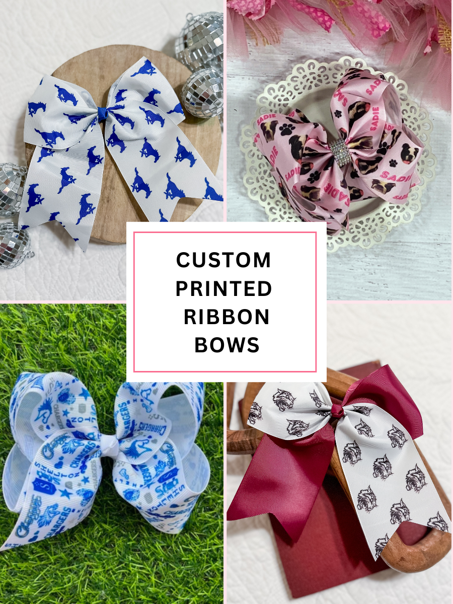 Custom Printed Ribbon Hair Bows