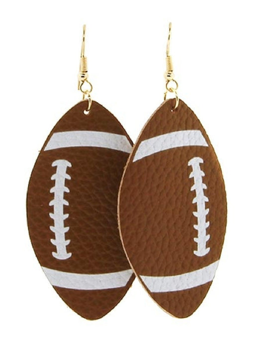 Leather football earrings