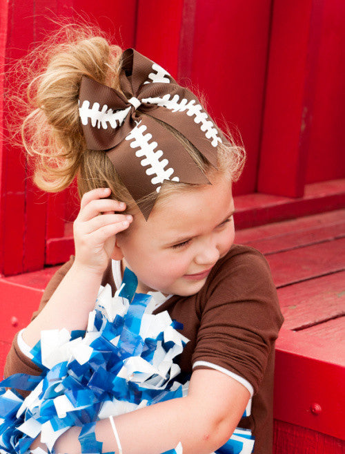 Football cheer bow on model