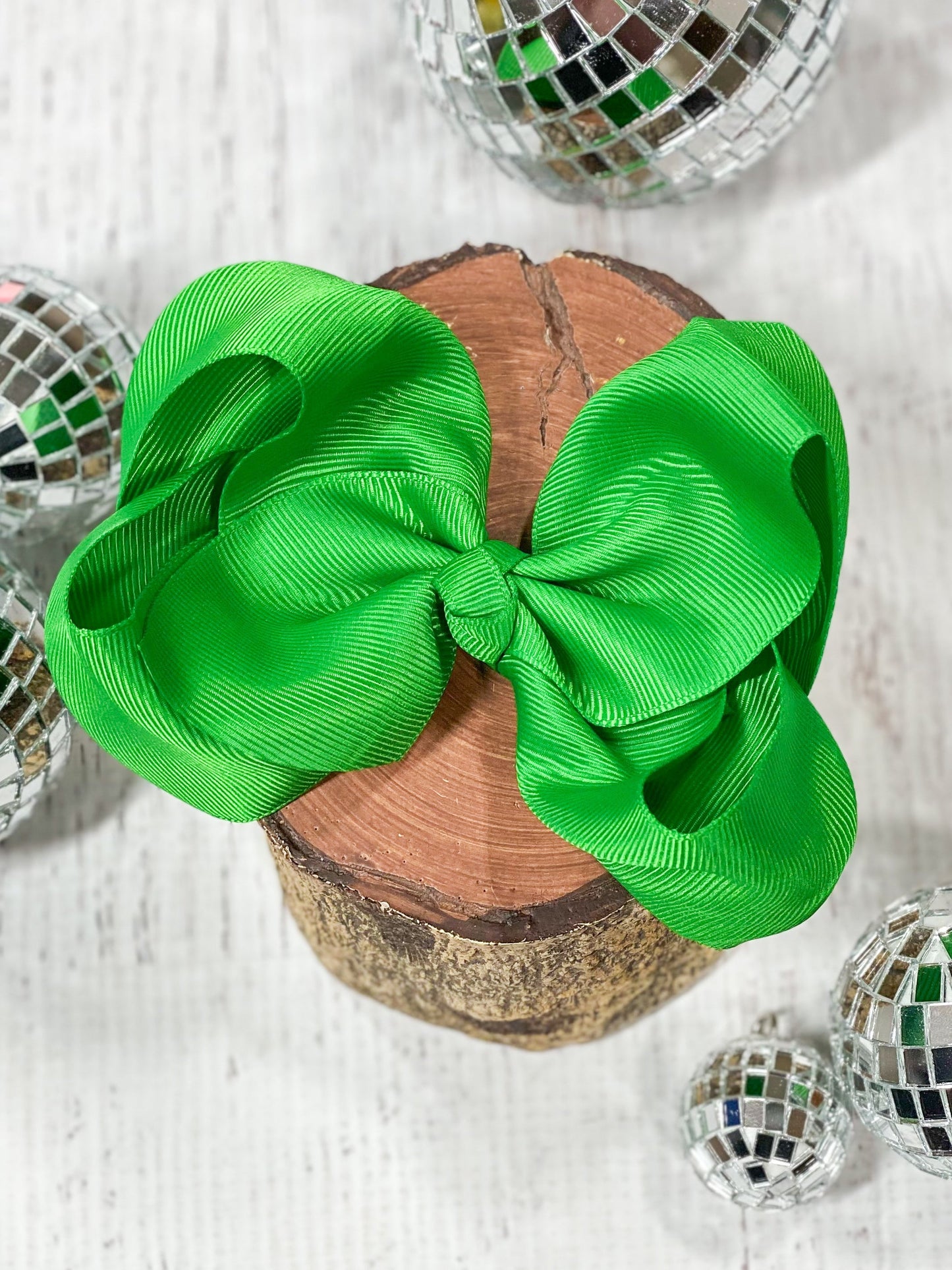 green classic girls hair bow