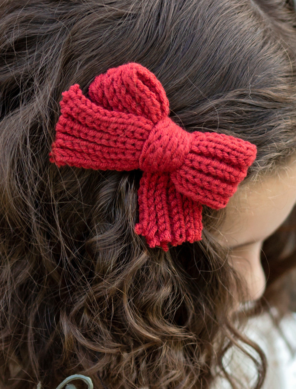 Knitted Hair bow on model