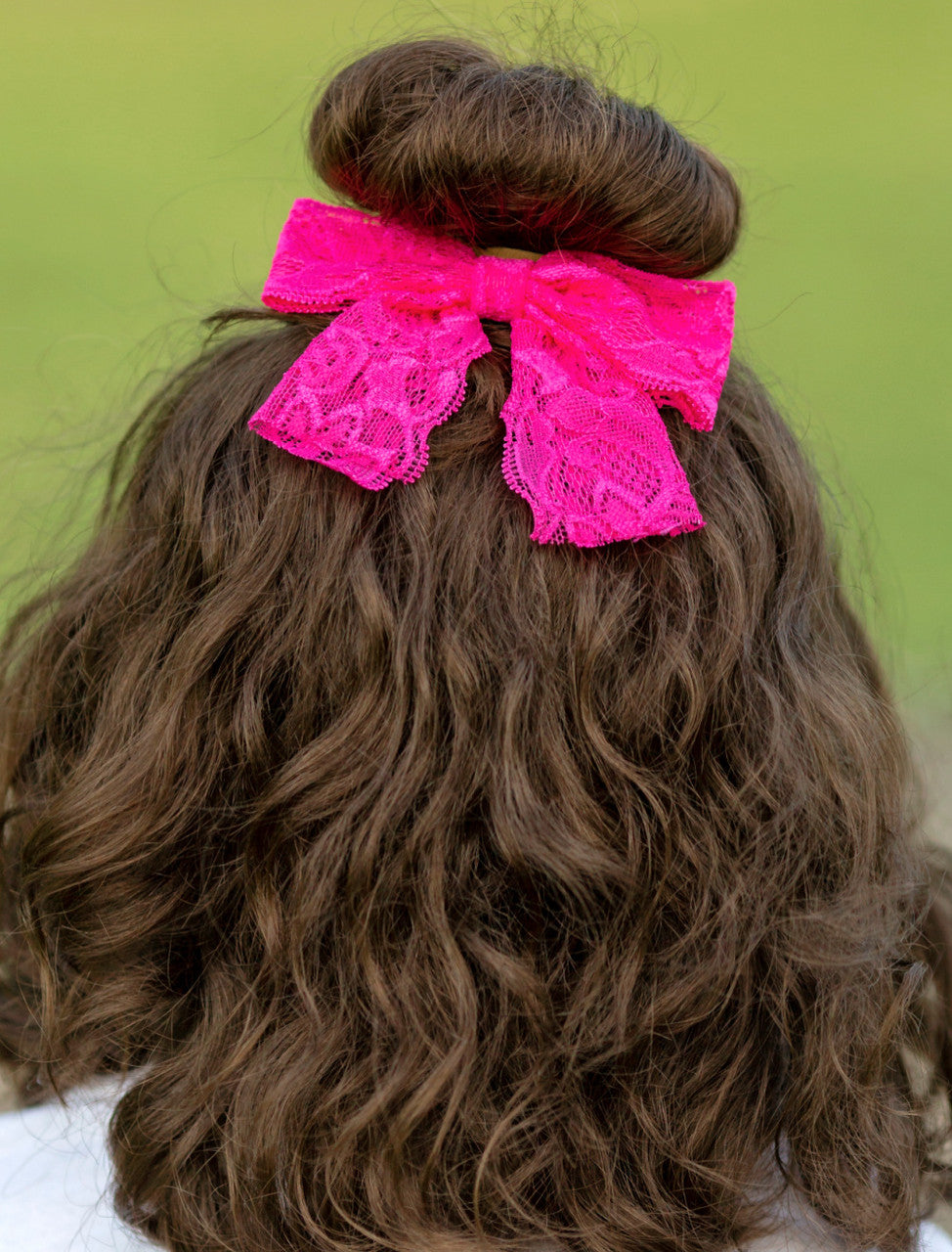 Hot Pink Lace Hair Bow For Girls