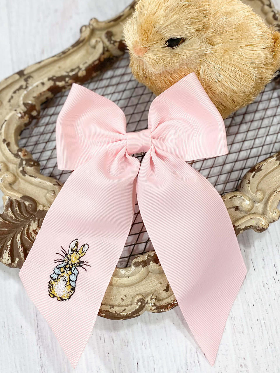 Peter Cottontail Embroidered Cheer Bow 