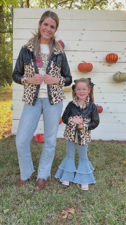 Mommy & Me Black Animal Print Coat